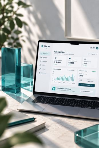 La dashboard Tribipay Business su un portatile